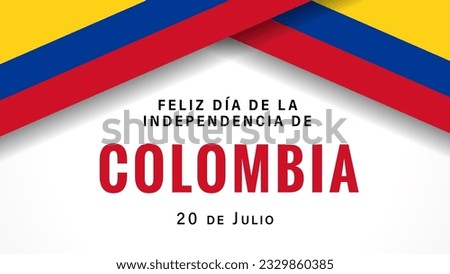 Feliz dia de la Independencia de Colombia banner with flags. Translation from spanish - Happy Independence Day of Colombia, July 20.  Vector illustration
