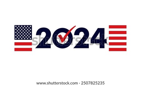 Vote 2024 icon. Election day in USA with 2024 numbers and US flag. Vector Illustration for Presidential Election, November 5