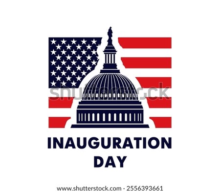 Inauguration day logo with Us Capitol on flag USA. Editable vector design for Presidential Inauguration Day, January 20, 2025