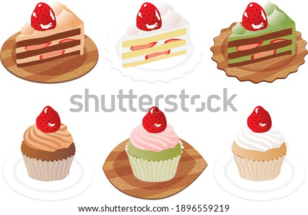 Set illustration of strawberry shortcake