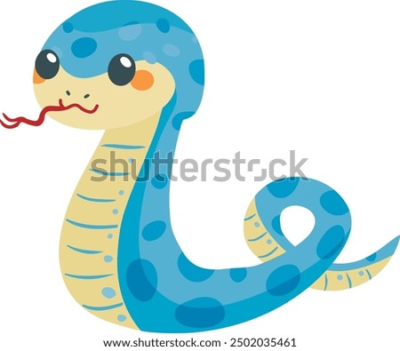 Funny cartoon snake isolated on white background. Year of the Serpent. Vector illustration.