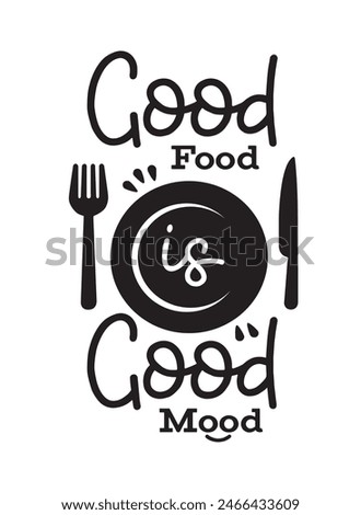 Good food good mood black icon, Black Food logo, taste food