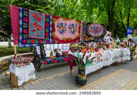 GOMEL, BELARUS - MAY 16, 2014: Outdoor events City Wizards. Exhibition and sale of products of craftsmen