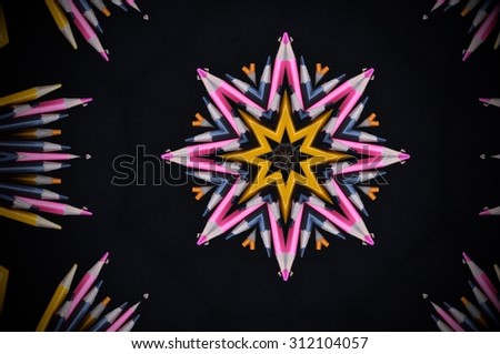 abstract colored pencil background,created technique from colored pencil\
,black background