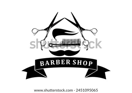 Barber, with classic equipment logo design illustration