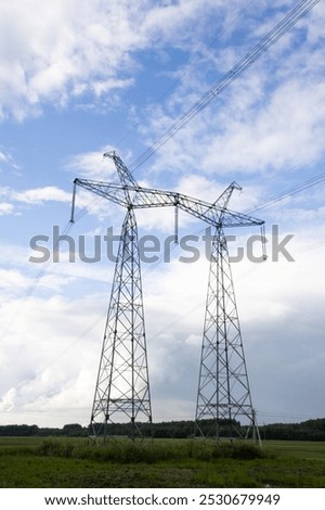 Similar – Image, Stock Photo Symmetry | High voltage line