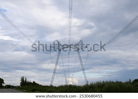 Similar – Image, Stock Photo Symmetry | High voltage line