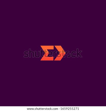 E letter logo sigma design arrow negative space