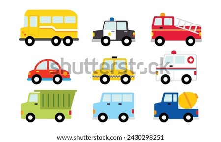 Collection of flat style cute cars