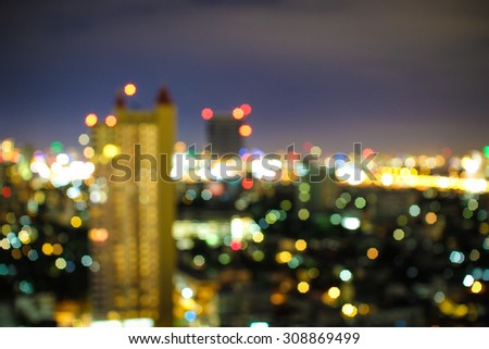 Bokeh Lights tower lights of Bangkok ,blur background
