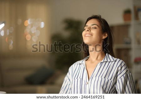 Similar – Image, Stock Photo Tranquil woman meditating in Lotus pose