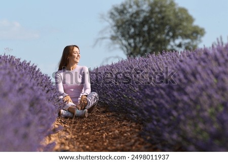 Similar – Image, Stock Photo Free Happy Woman Enjoying Sun on Vacations.