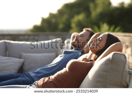 Similar – Image, Stock Photo sunbathe Wellness