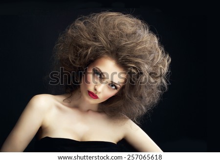 beautiful girl with fluffy hair