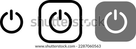 Turn off shut down power off symbol logo sign icon button black outline grey color icons set vector