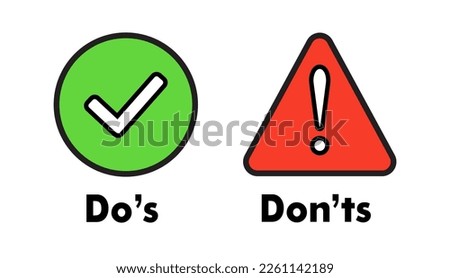 Dos And Don'ts Green Red Signs Vector Illustration