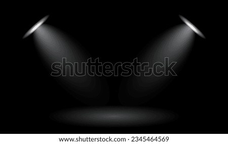 Dual White Spot Light Stage Dark Background Vector Illustration