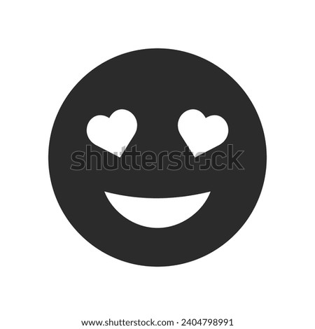 Love Heart Eyes Black Emoji Icon Vector Illustration