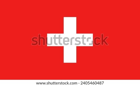 Switzerland Flag Plus Sign Red Background Vector Illustration