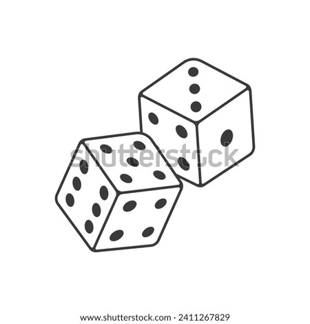 Two Rolling Dice Black And White Vector Illustration