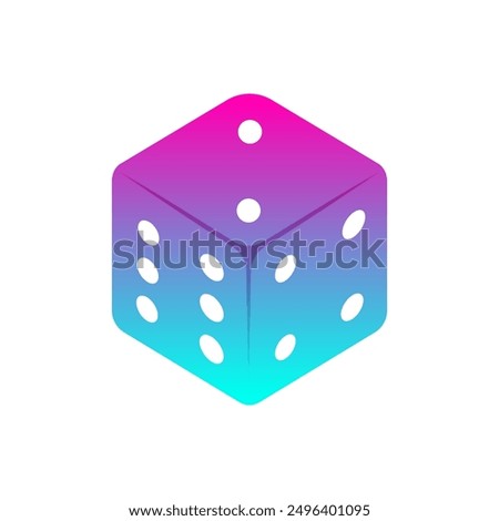 Colorful Rolling Dice Cube Isolated Vector Illustration