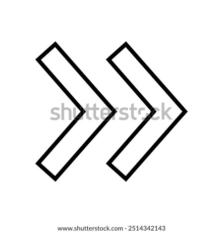 Arrow forward outline style icon. Two line arrows in right direction vector illustration