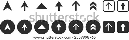 Modern arrow up down web element set vector. Collection of flat cursor arrows icon in round square style