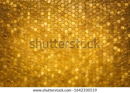 Foto Bild Gold glänzende, kleine, gekachelte Wandflächen-Hintergrundtextur,