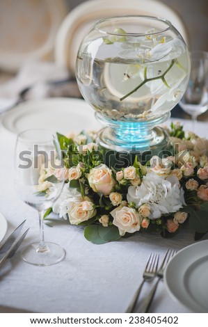 flowers on the table with fishes