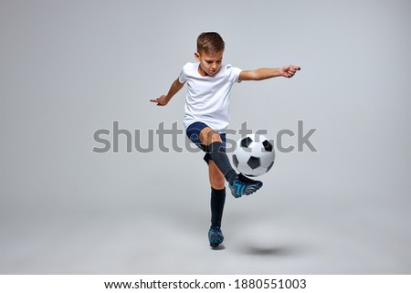 Similar – Image, Stock Photo Boy with ball standing in empty pool