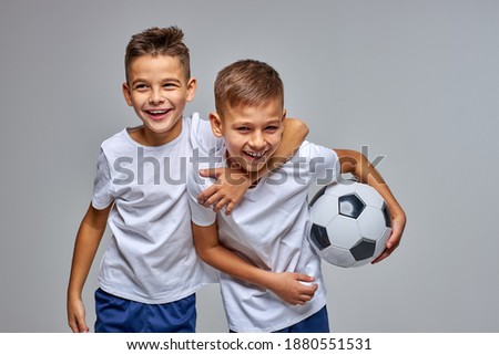 Similar – Image, Stock Photo Boy with ball standing in empty pool