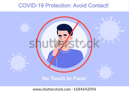Avoid Contact during the COVID-19 novel period. Coronavirus protection concept. Do not touch to your face. Safety rule to preventing infection in crowd. Infographics vector illustration Photo stock © 