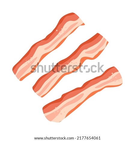 Flat vector illustration of fried bacon slices. Isolated design on a white background.