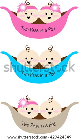 Babies Two Peas In A Pod Twins Stock Vector Illustration 429424549 ...