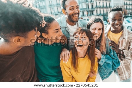 Similar – Image, Stock Photo Young man in urban environment smiles into the camera