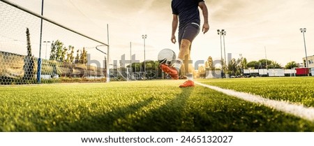 Similar – Image, Stock Photo Sporty man with ball standing in park