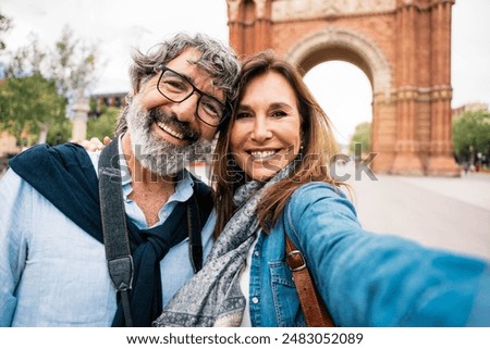 Similar – Image, Stock Photo Smiling senior woman at home looking at camera