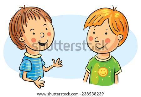 Two Cartoon Boys Talking Stock Vector Illustration 238538239 : Shutterstock