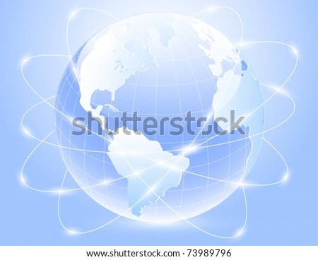 Vector of blue earth with satellite