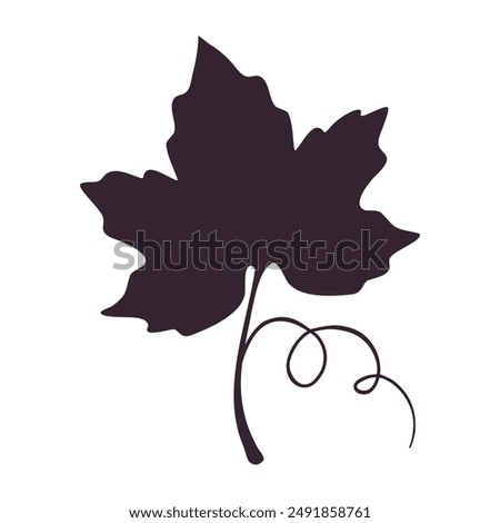 Grape leaf silhouette on white background. . Vector illustration