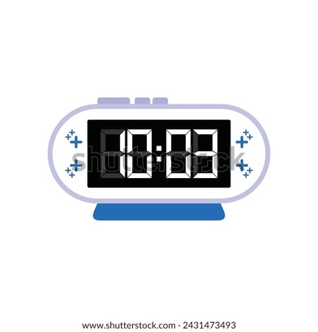 Digital Modern Alarm Clock Close Up Displaying 10:03 O'clock, Simple Flat Icon Vector