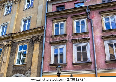 The old, historical tenements at the Old Market Square in Cracow, Poland  Zdjęcia stock © 