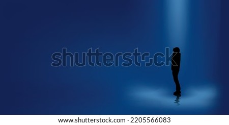 background vector illustration design of a person looking up at the sky in the dark. for covers, posters, flyers and others