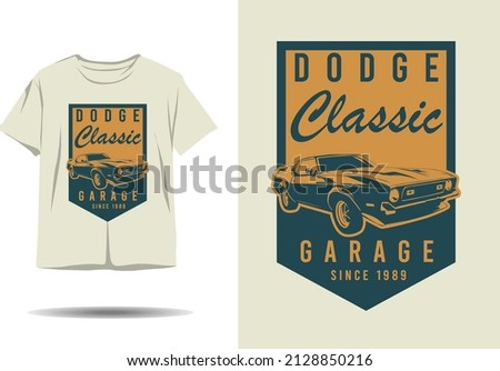 Dodge classic garage car silhouette tshirt design