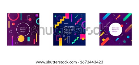 Modern vivid composition of abstract backgrounds. Dynamical geometric shapes and lines. Colorful design for banners, flyers, presentation slides, and web design. Vector illustration