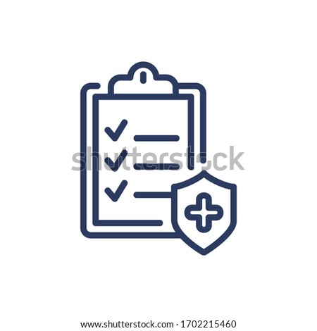 Diagnostic record thin line icon. Analysis and medical insurance concept. Medical report for insurance isolated outline sign. Vector illustration symbol element for web design and apps