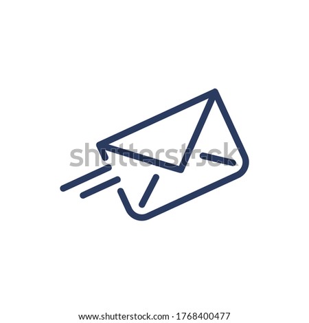 Fast message thin line icon. Envelope in motion, mail, email isolated outline sign. Internet, communication, express post concept. Vector illustration symbol element for web design and apps