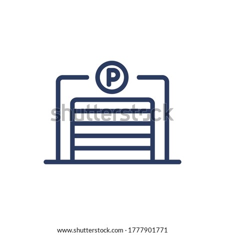 Parking garage gate thin line icon. Shut gate, slot, lot isolated outline sign. Underground parking, car driving, transport concept. Vector illustration symbol element for web design and apps