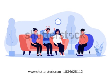 Family member swearing and speaking out. Quarrel, problem, communication. Flat vector illustration. Family discord concept can be used for presentations, banner, website design, landing web page
