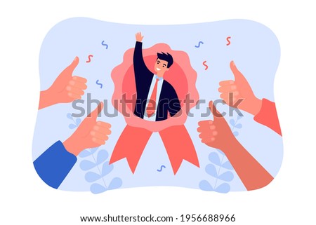 Best employee with great reputation. Outstanding popular worker flat vector illustration. Business success, human resource, recognition concept for banner, website design or landing web page